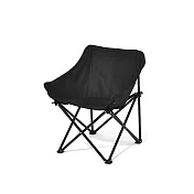 【野一夏】輕量化低背實布折疊月亮椅-贈收納袋 耐重150公斤 包覆背腰 側邊雙置物袋 露營椅 摺疊椅 -黑色