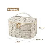 【COMET】小香風手提化妝包(收納包 直立化妝包 大容量化妝包 旅行收納 手提化妝包 洗漱包/XXF) 白色