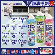 (2瓶任選超值組)日本EARTH地球製藥-NextPlus+免水洗瞬效防霉除臭芳香冷氣清潔劑420ml/罐(水刀式強效噴射清洗,室內機保養消除異味,冷氣濾網中性防塵噴霧) 舒適無香(藍)*2瓶