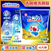 日本FINISH-洗碗機專用紅球強洗淨除油污消臭濃縮洗碗錠42入/袋-檸檬香 (多效合1軟水防垢雙酵素,碗盤餐具速乾亮潔,除食物殘渣茶漬,全機型適用)