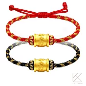 【TLH】黃金墜編織手繩 純金999兩色可選 六字真言 約重0.03錢±0.01 (生日 情人節 送禮)  紅色