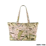 【HAPI+TAS】日本原廠授權 摺疊托特包- 粉紅色地圖