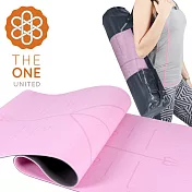 【The One】絕美限定 環保TPE正位線雙色瑜珈墊 8mm 贈背帶+透氣網袋 (四色任選)  粉色
