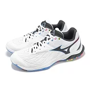 Mizuno 羽球鞋 Wave Fang 2 寬楦 男鞋 女鞋 白 藍 回彈 室內運動 羽排鞋 美津濃 71GA2313-45 24cm WHITE/BLUE