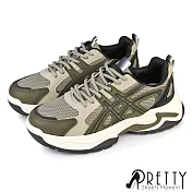 【Pretty】男 老爹鞋 運動鞋 休閒鞋 厚底 拼接 復古 JP26 米色