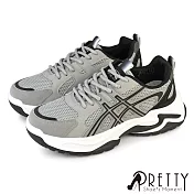 【Pretty】男 老爹鞋 運動鞋 休閒鞋 厚底 拼接 復古 JP26 灰色