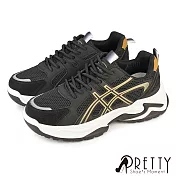 【Pretty】男 老爹鞋 運動鞋 休閒鞋 厚底 拼接 復古 JP26 黑色