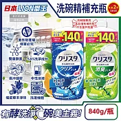 (2瓶任選超值組)日本LION獅王-CHARMY洗碗機專用雙重酵素凝膠洗碗精補充瓶840g/瓶(碗盤餐具洗滌清潔,碗筷中性溶液洗劑,去油淨味洗碗凝露,可用約140次) 柑橘香(藍)*2瓶