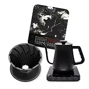 【Matrix X HARIO】M2 Pro AI大師 咖啡秤+α 阿爾法錐形凹肋陶瓷濾杯01黑+溫控細口壺650ml 組合 -黑色