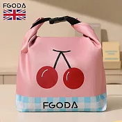 【英國FGODA】印花風卡扣式手提便當袋/餐袋-多款可選- 櫻桃