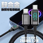 VOORCA Type-C to Type-C 鋅合金 數顯 充電傳輸線-1.2米-2條組 單一