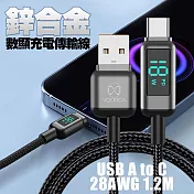 VOORCA USB-A to Type C 鋅合金 數顯 充電傳輸線-1.2米-2條組 單一