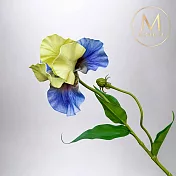 【Floral M】法式優雅女神單朵加大鳶尾花愛麗絲藍仿真花花材（1入組）