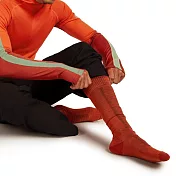 【紐西蘭Icebreaker】男 長筒中毛圈保暖滑雪襪(+) M 亮橘/深紅/深紅棕