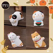 摩達客◉祈願招福◉文創意可愛貓咪柴犬狗狗迷你陶瓷擺飾四入組合 開運開心