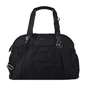 agnes b. 金屬LOGO抓皺風衣質料旅行袋 大/黑