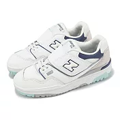 New Balance 休閒鞋 550 中童 白 藍 魔鬼氈 復古 小朋友 運動鞋 NB PHB550WA-M 17cm WHITE/NAVY