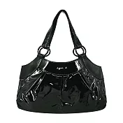 agnes b.漆皮邊圓弧手提包 黑