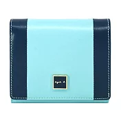 agnes b.方牌雙色翻扣短夾 水藍