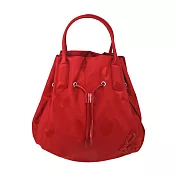 agnes b.束口繩點點肩提包 大/紅