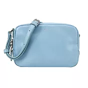 agnes b.燙金LOGO斜背方包 水藍