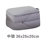 【E.dot】超值2入組旅行必備雙層壓縮收納袋 中號-極致灰