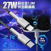 VOORCA 酒杯3D雙色鋅合金充電傳輸線 Type C to Lightning -1.5M-2入 單一