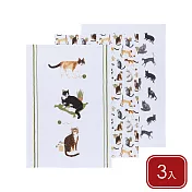 《NOW》純棉擦拭布3入 - 幸福貓生76x51cm