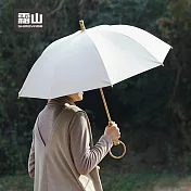【日本霜山】復古竹柄8骨晴雨兩用長柄傘- 白