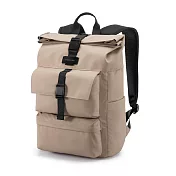 【KINGSONS】漫步輕旅捲蓋防水後背包｜減壓背帶｜可容納15.6吋筆電- 日暮沙