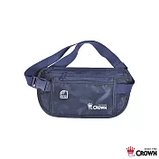 【CROWN 皇冠】RFID阻隔旅行腰包 深藍色 (隨身包/防潑水)