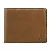 agnes b. 素面蜥蜴印紋兩折短夾- 茶