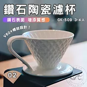 【GlassKing】GK-509 鑽石陶瓷濾杯 3～4人 V60 咖啡濾器 錐形濾杯 手沖濾杯 窯燒濾杯
