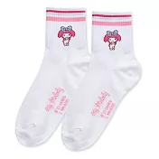 【ONEDER 旺達棉品】三麗鷗美樂蒂中筒襪 My Melody長襪 台灣製棉襪女襪- 趣味條紋-MM-A305