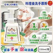 (2瓶超值組)日本LION獅王-植物性除料理後油垢異味洗手慕斯230ml/按壓白瓶-柑橘香(廚房烹飪髒污泡泡洗手,去蔥蒜生鮮腥臭親膚洗手乳,手部香氛護理清潔露)