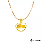 JoveGold漾金飾 愛在一起黃金墜子  送玫瑰鋼項鍊