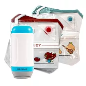 Dr.Save 藍白真空機保鮮套組+立體吸嘴真空食品袋-含蘋果小10入+柳橙中款10入