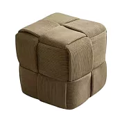 IDEA-居家實用十字編織燈芯絨沙發方凳/兩色可選 茶綠色