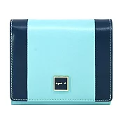 agnes b.方牌雙色翻扣短夾- 水藍