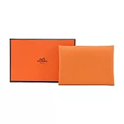 Hermes 愛馬仕 Calvi Duo雙層釦式小牛皮卡包- 杏橘