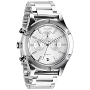 NIXON The CAMDEN CHRONO 耀星漫遊三眼時尚運動腕錶-銀