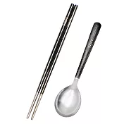 【Best Ti】環保餐具 純鈦冰晶阿湯筷匙組 八方筷  冰曜黑