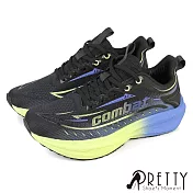 【Pretty】男 運動鞋 休閒鞋 輕量 飛織 綁帶 厚底 科技風 EU40 黑色