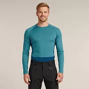 【紐西蘭icebreaker】男 ZoneKnit™ 網眼透氣圓領長袖上衣-200 S 深藍/湖水藍