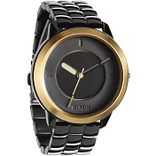 NIXON The DIVVY 幾何個性時尚都會腕錶-亮黑金