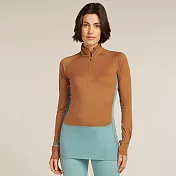 【紐西蘭icebreaker】女 ZoneKnit™ 網眼透氣半開襟長袖上衣-200 S 水藍/土棕