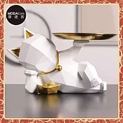 摩達客◉開運招財◉現代藝術白色設計師斜躺捧金盤迎賓招財貓-開運喵星人擺飾 時尚藝術 事業開店禮品