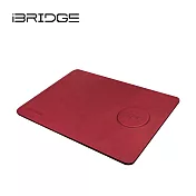 iBRIDGE 急速Qi2無線皮革鼠墊充電器 寶石紅