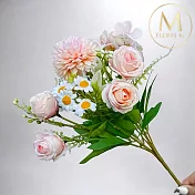 【Floral M】法式小花園玫瑰洋甘菊粉色花束仿真花花材（1入組）