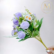 【Floral M】法式小花園玫瑰洋甘菊紫色花束仿真花花材（1入組）